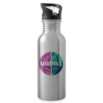 Basketball Basketballer Korb Dunking Sport Vintage - Trinkflasche mit integriertem Trinkhalm - Lightsilver - Rechts