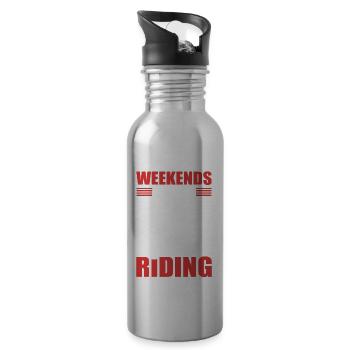 Les week-ends sont pour conduire motard motard - Gourde avec paille intégrée - argent clair - Droite