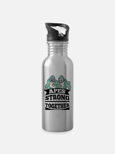 Apes Strong Together - Trinkflasche mit integriertem Trinkhalm - 
