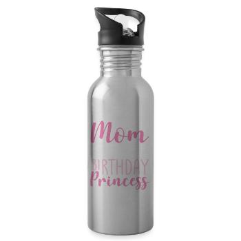 Mom Of The Birthday Princess Family Crown Heart - Trinkflasche mit integriertem Trinkhalm - Lightsilver - Rechts