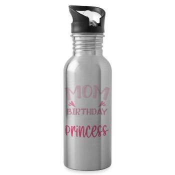 Mom Of The Birthday Princess Family Crown Heart - Trinkflasche mit integriertem Trinkhalm - Lightsilver - Rechts