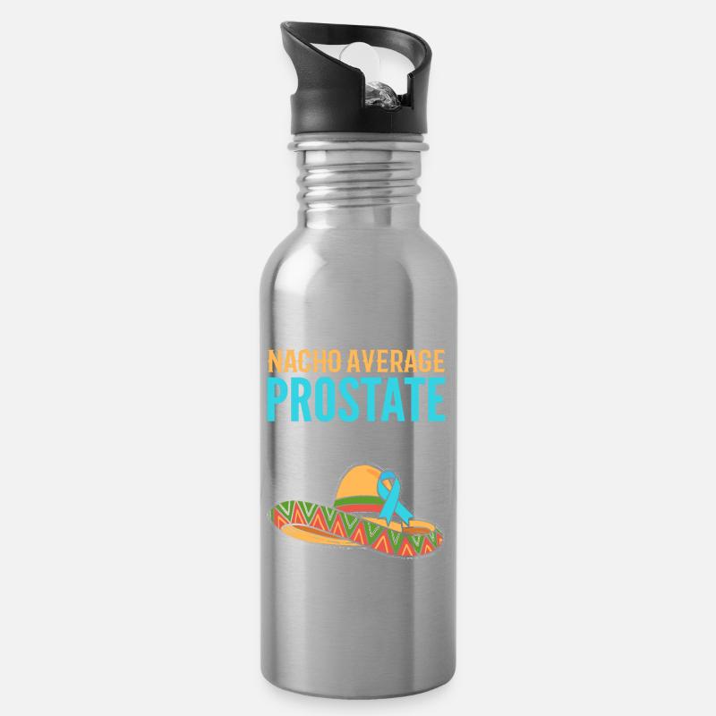 Nacho Average Prostate Cancer Warrior Light Blue - Water bottle with straw - silver