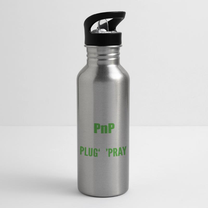 PnP = Plug'n'Pray Programming Programmer Coding Trinkflasche mit integriertem Trinkhalm