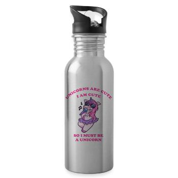 Karaoke Einhorn singt mit dem Mikrophon - Trinkflasche mit integriertem Trinkhalm - Lightsilver - Rechts
