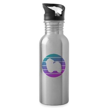 Retro Shih Tzu Dog Lover - Water bottle with straw - silver - Right