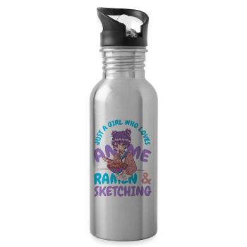 nur ein Mädchen das Anime Ramen und Skizzen liebt - Trinkflasche mit integriertem Trinkhalm - Lightsilver - Rechts