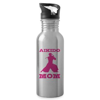 Aikido Mom Japan Taekwondo Karate Kampfsport - Trinkflasche mit integriertem Trinkhalm - Lightsilver - Rechts