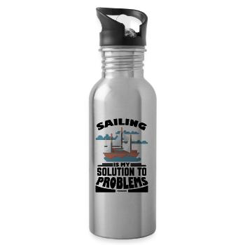 Segler Segeln Segelboot Lustige Sprüche Geschenk - Trinkflasche mit integriertem Trinkhalm - Lightsilver - Rechts