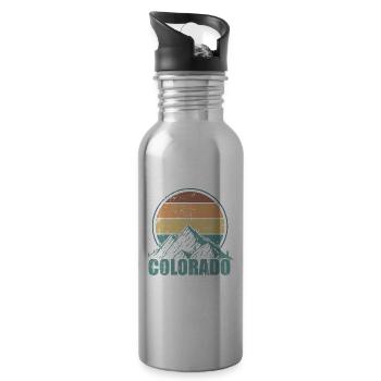 Colorado mit Bergen USA Amerika - Trinkflasche mit integriertem Trinkhalm - Lightsilver - Rechts