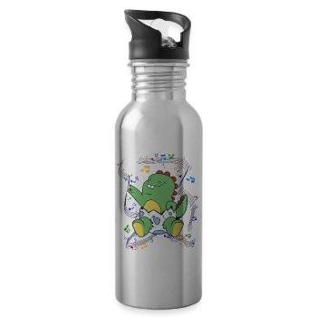 Baby Dino Eierschale Party Musik Geschenk - Trinkflasche mit integriertem Trinkhalm - Lightsilver - Rechts