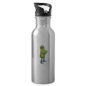 Funny Cucumber Lovers Pickleball Players - Water bottle with straw - silver - Right