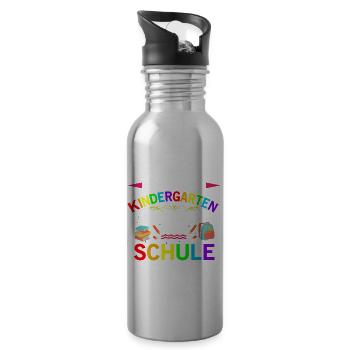 Machs Gut Kindergarten Ich Rocke Jetzt Die Schule - Trinkflasche mit integriertem Trinkhalm - Lightsilver - Rechts