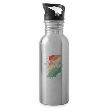 Indiana Sweet Home Karte USA Amerika - Trinkflasche mit integriertem Trinkhalm - Lightsilver - Rechts