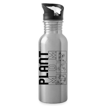 Mother Shirt, Plant Mom Floral Botanist Tee, - Water bottle with straw - silver - Right