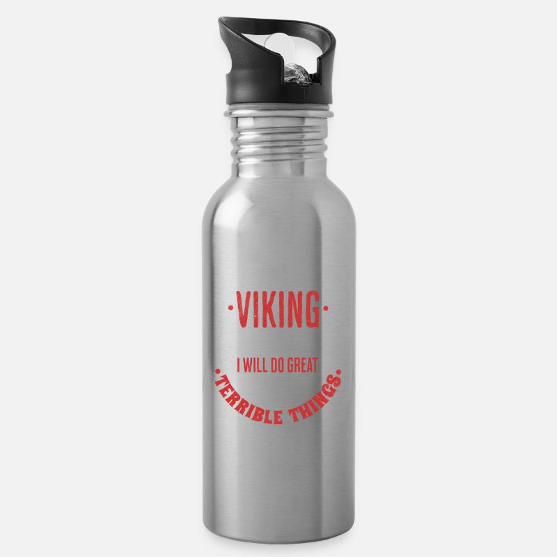 Wikinger Geschenk Spruch Nordmann - Trinkflasche mit integriertem Trinkhalm - Lightsilver