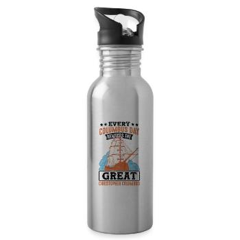 Großer Christopher Columbus Day 1942 Amerikaner - Trinkflasche mit integriertem Trinkhalm - Lightsilver - Rechts