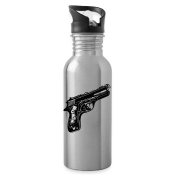 Pistol Symbol - Water bottle with straw - silver - Right