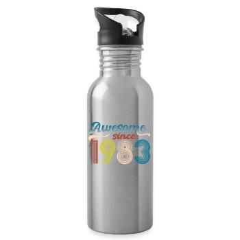 Vintage 1983 Retro Bitrthday Limited Edition. - Water bottle with straw - silver - Right