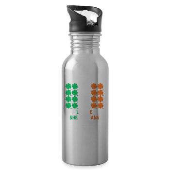 St Patricks Day Irland Flagge Kleeblatt Geschenk - Trinkflasche mit integriertem Trinkhalm - Lightsilver - Rechts