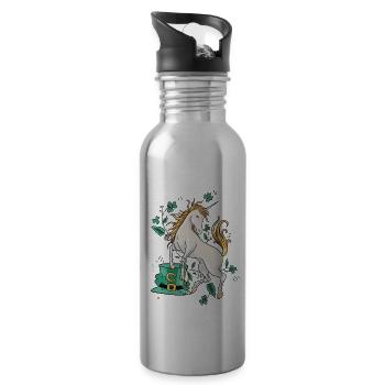 Unicorn mythical creature lucky charm lucky New Year - Water bottle with straw - silver - Right