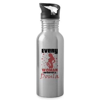Woman deserves a doula midwife - Water bottle with straw - silver - Right