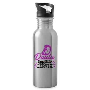 Doula Bei Ihrer Cervix Hebamme - Trinkflasche mit integriertem Trinkhalm - Lightsilver - Rechts