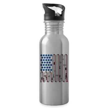 Trumpete USA Flag Music Big Band 4th Of July - Water bottle with straw - silver - Right