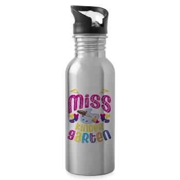 Miss Kindergarten First Day Pre School - Trinkflasche mit integriertem Trinkhalm - Lightsilver - Rechts