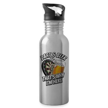 Darts & Beer - c’est pourquoi je suis ici - Dartfan - Gourde avec paille intégrée - argent clair - Droite