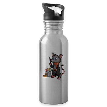 Opossum Design für Possum Fans und Opossum Fans - Trinkflasche mit integriertem Trinkhalm - Lightsilver - Rechts