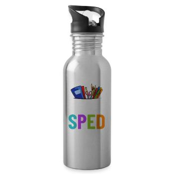 Sonderschule Sonderpädagogik Förderbedarf Fördern - Trinkflasche mit integriertem Trinkhalm - Lightsilver - Rechts
