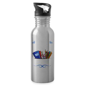 Sonderschule Sonderpädagogik Förderbedarf Fördern - Trinkflasche mit integriertem Trinkhalm - Lightsilver - Rechts