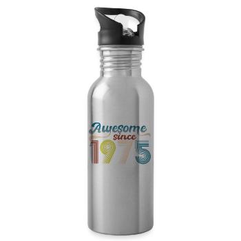 Vintage 1975 Retro Bitrthday Limited Edition - Water bottle with straw - silver - Right