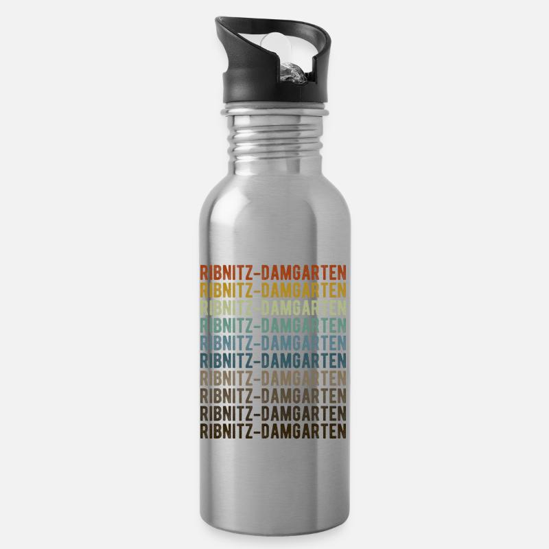Ribnitz-Damgarten Stadt Retro Vintage - Trinkflasche mit integriertem Trinkhalm - Lightsilver