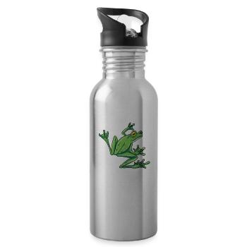be like my frog be hoppy Design for a frog hunter - Trinkflasche mit integriertem Trinkhalm - Lightsilver - Rechts