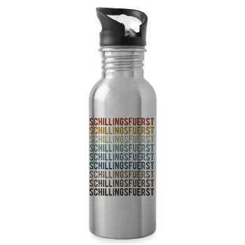 Schillingsfuerst Stadt Retro Vintage - Water bottle with straw - silver - Right