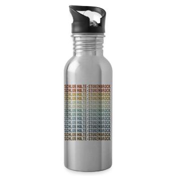 Schloß Holte-Stukenbrock Stadt Retro Vintage - Water bottle with straw - silver - Right