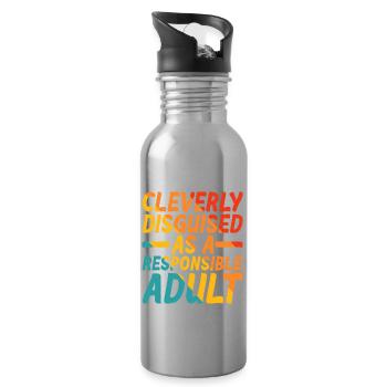 Cleverly Disguised As A Responsible Adult 5 - Water bottle with straw - silver - Right