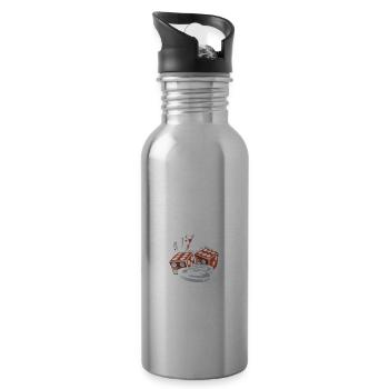 Poker Spieler Pokerspieler Pokern Geschenk - Trinkflasche mit integriertem Trinkhalm - Lightsilver - Rechts
