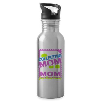 I'm A STAMP Collecting MOM Retro Funny Collector - Trinkflasche mit integriertem Trinkhalm - Lightsilver - Rechts
