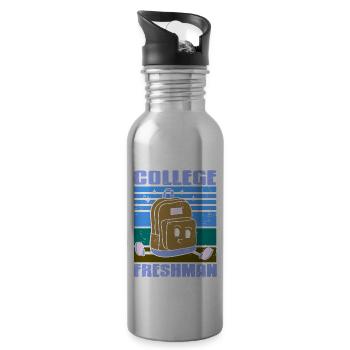College Freshman Retro Vintage Freshman T-Shirt - Water bottle with straw - silver - Right