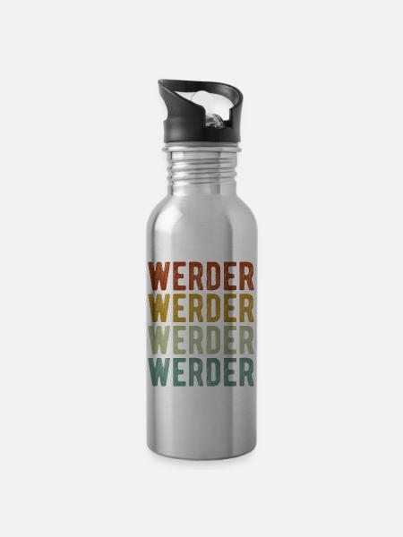 Werder Stadt Retro Vintage - Trinkflasche mit integriertem Trinkhalm - Lightsilver