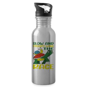 Slow And Steady Wins The Race 4 - Trinkflasche mit integriertem Trinkhalm - Lightsilver - Rechts