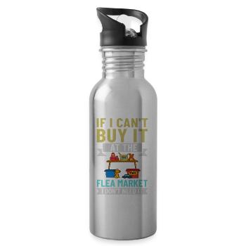 Flohmarkt Trödelmarkt Lustig Artikel Markt - Trinkflasche mit integriertem Trinkhalm - Lightsilver - Rechts