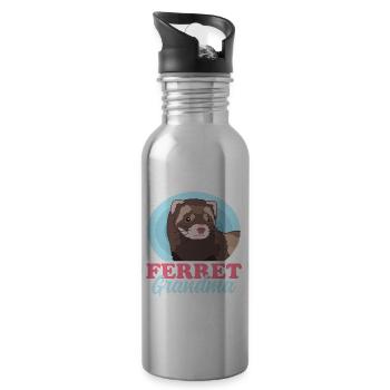 Ferret Grandma Owner Ferret Gift - Water bottle with straw - silver - Right