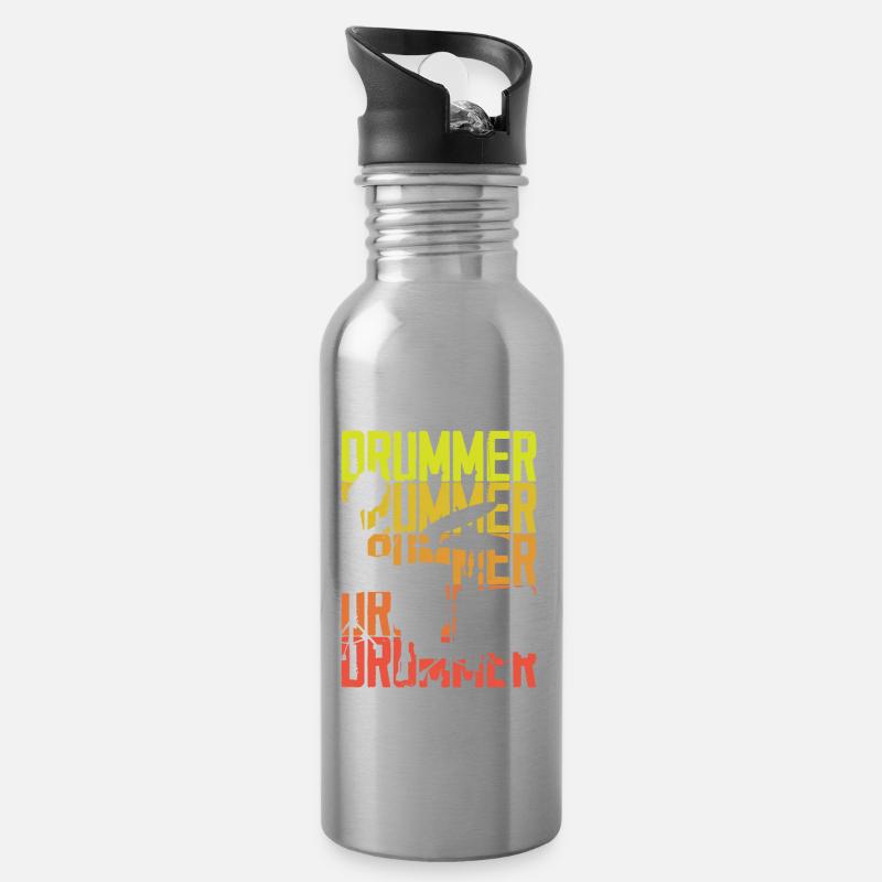 Schlagzeug Schlagzeuger Geschenk - Trinkflasche mit integriertem Trinkhalm - Lightsilver