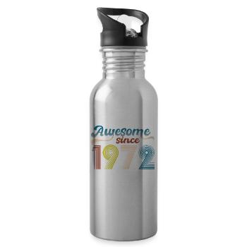 Vintage 1972 Retro Bitrthday Edition Limitée - Gourde avec paille intégrée - argent clair - Droite