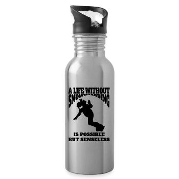 Snowboard Winter Sports Snowboarder Saying - Water bottle with straw - silver - Right