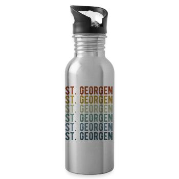 St. Georgen Stadt Retro Vintage - Trinkflasche mit integriertem Trinkhalm - Lightsilver - Rechts