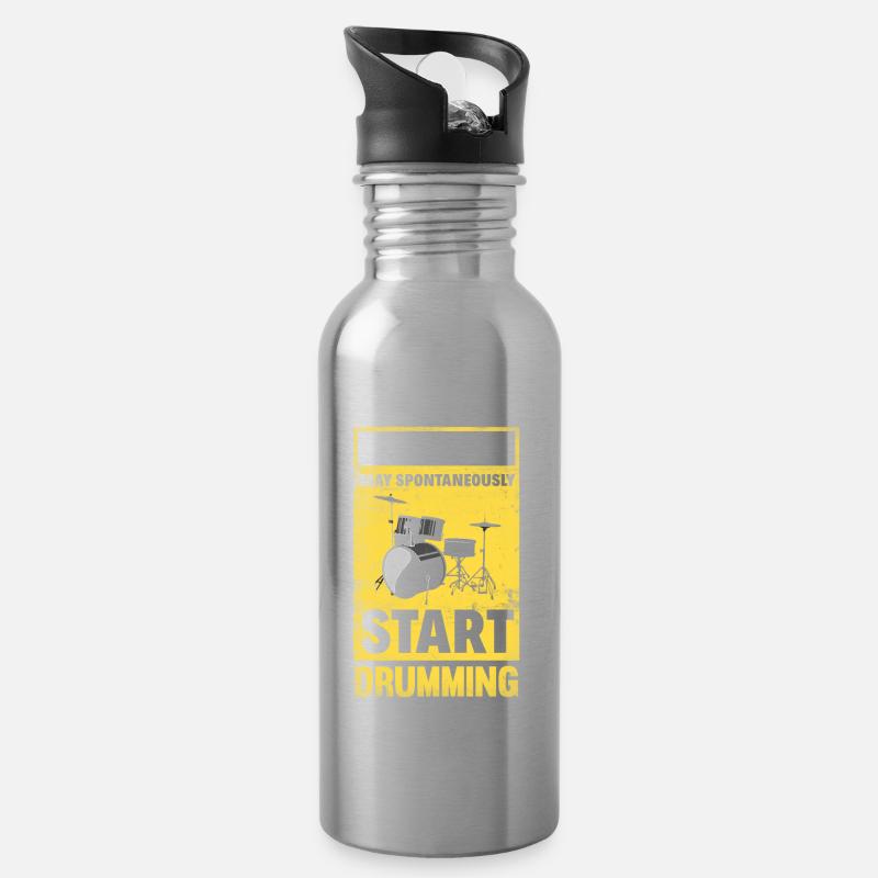 Schlagzeug Schlagzeuger Geschenk - Trinkflasche mit integriertem Trinkhalm - Lightsilver